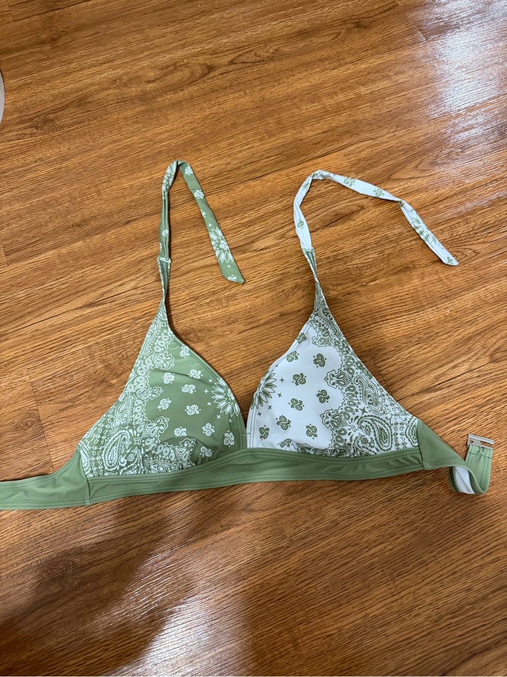 Women's Green Bandana Print Triangle Bralette